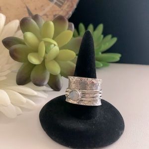 Handmade Meditation Spinner Ring Rainbow Moonstone Silver